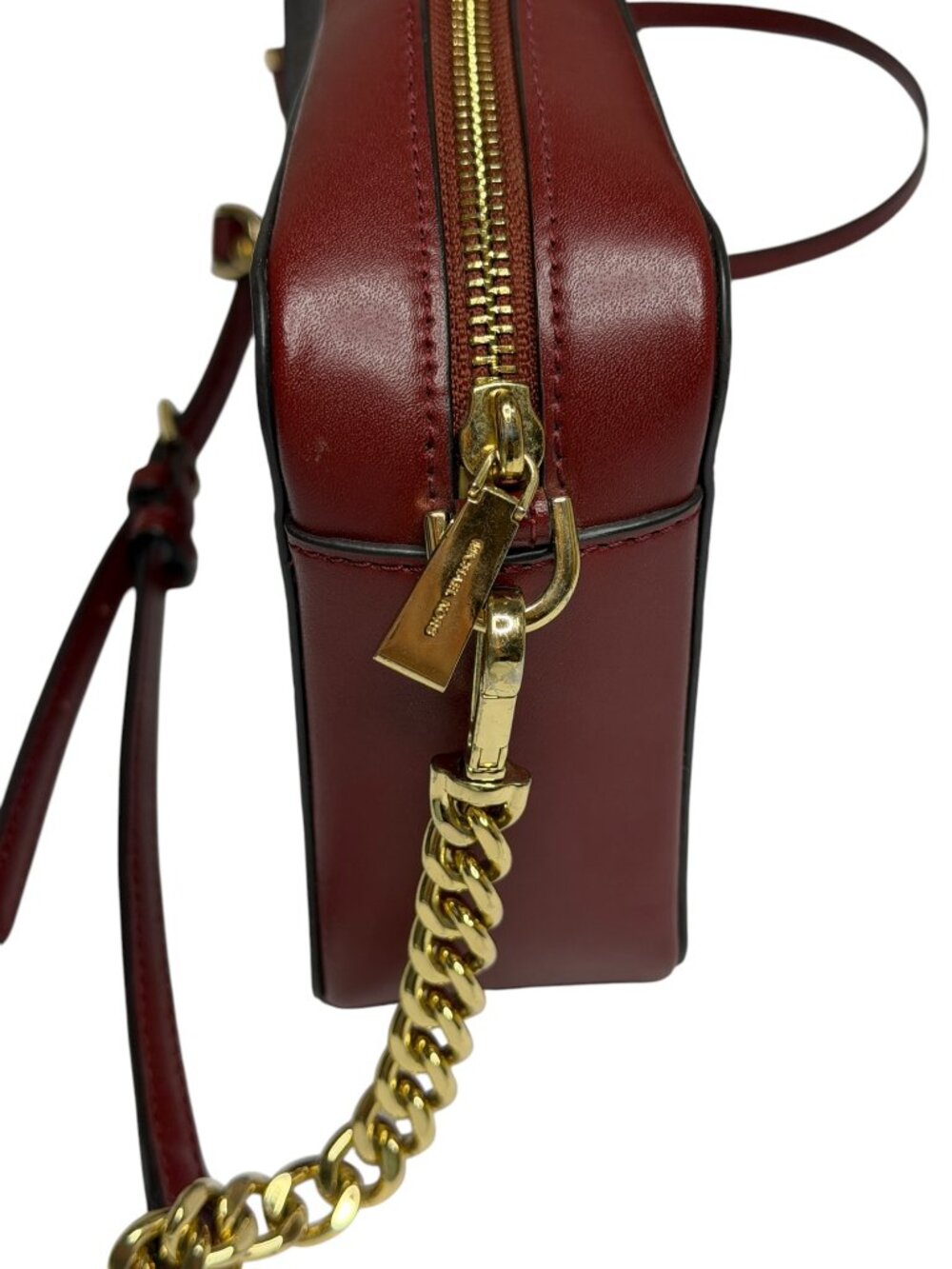 Michael Kors Ginny Crossbody Bag Purse Tassel Logo Faux Leather? Brandy - Picture 6 of 11